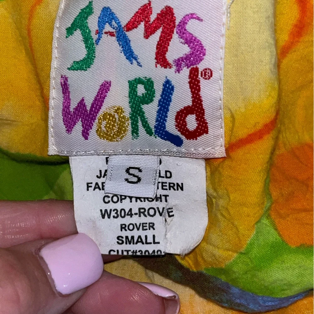 Vintage Jams World Rover dress yellow floral colorful artsy art to wear small